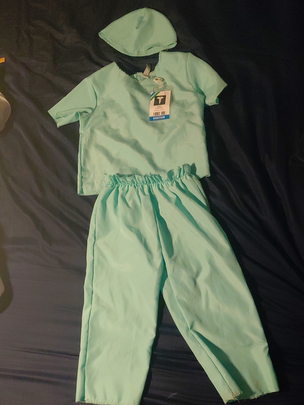 Kids Light Green Doctor Scrub Pajama Set with Cap